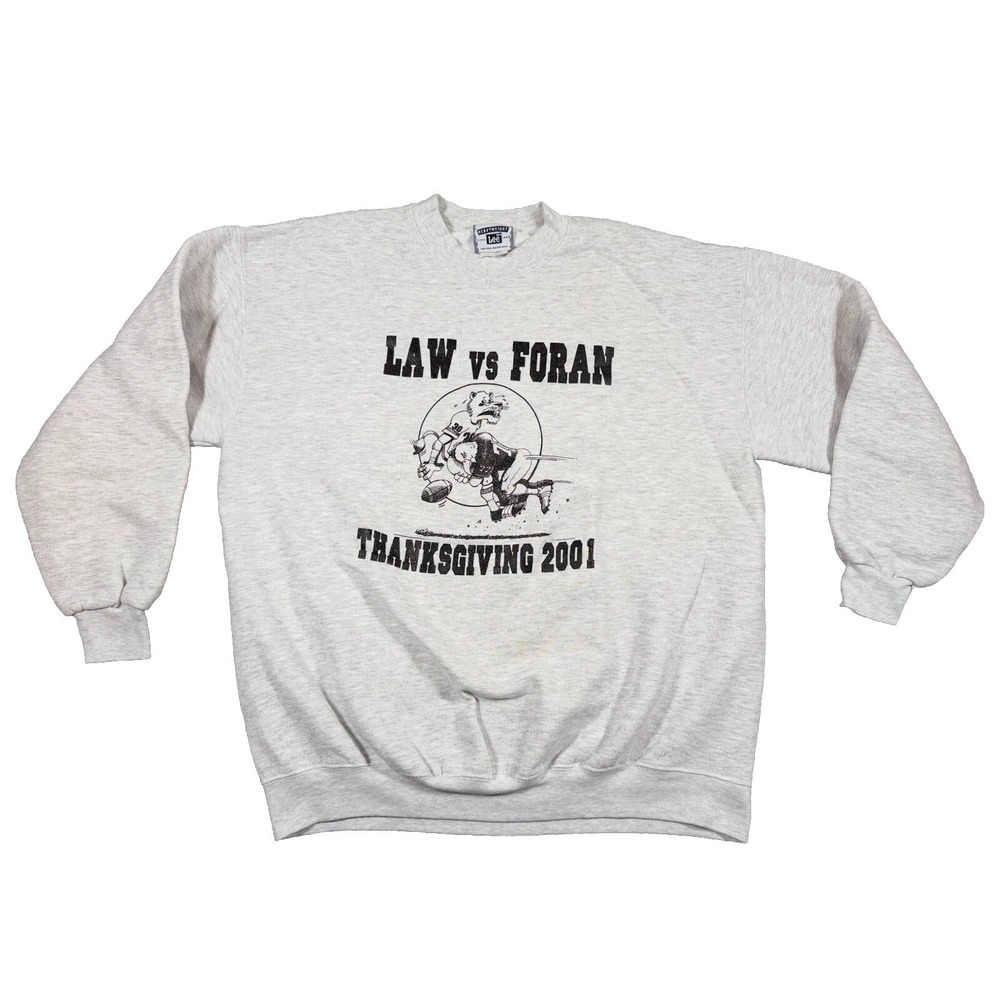 Vintage Lee Heavyweight Sweatshirt Mens 2XL Gray Thanksgiving Football Graphic